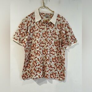 Bobby Jones Orange butterfly print Men's polo  Shirt L